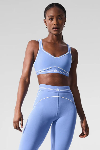 Airbrush High-Waist Heart Throb Legging - Seashell Blue/White