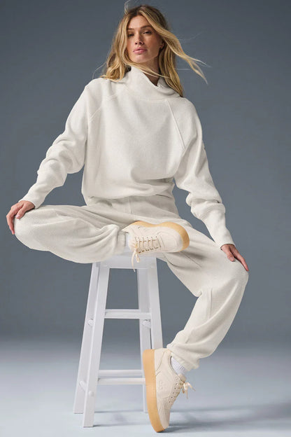 Waffle Weekend Escape Mock Neck Long Sleeve