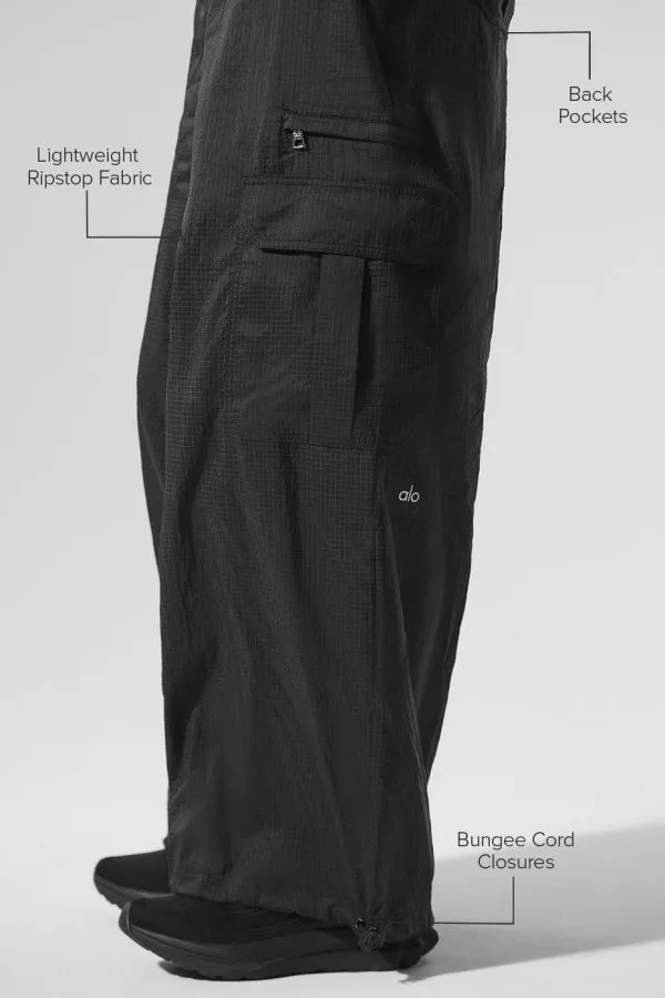 Transparente Game Time Jogginghose mit weitem Bein - Schwarz