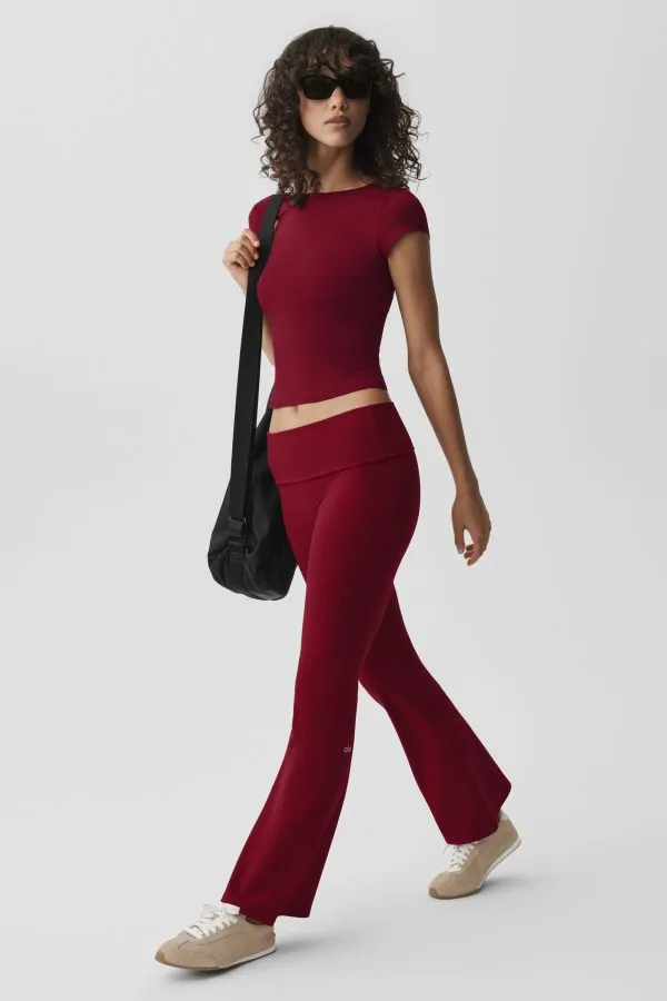 Softsculpt Foldover Flare Legging - Summer Romance Red